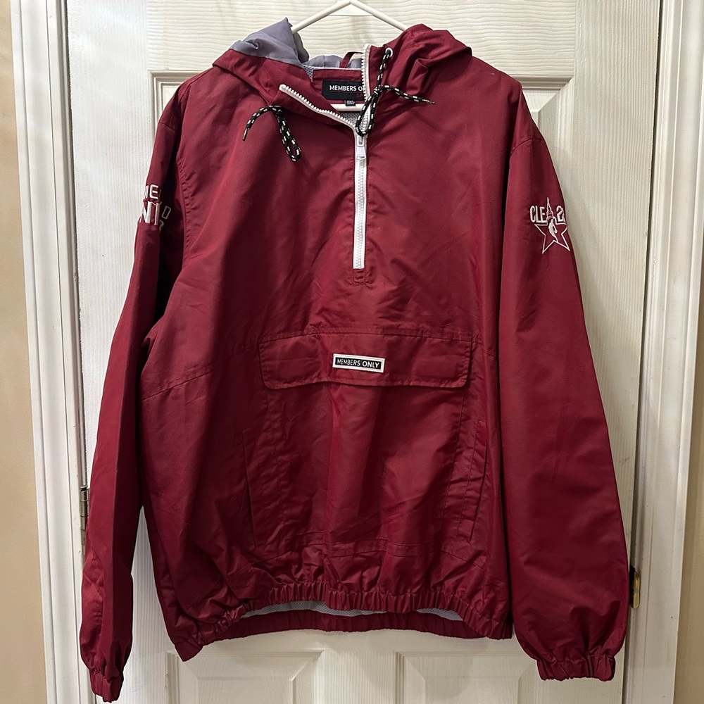 Members Only 2022 All-Star NBA Burgundy and White Hooded Windbreaker